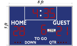 (DC-150-FTBL-8x5) Football-Soccer-Lacrosse LED Wireless Controlled Scoreboard (OUTDOOR)