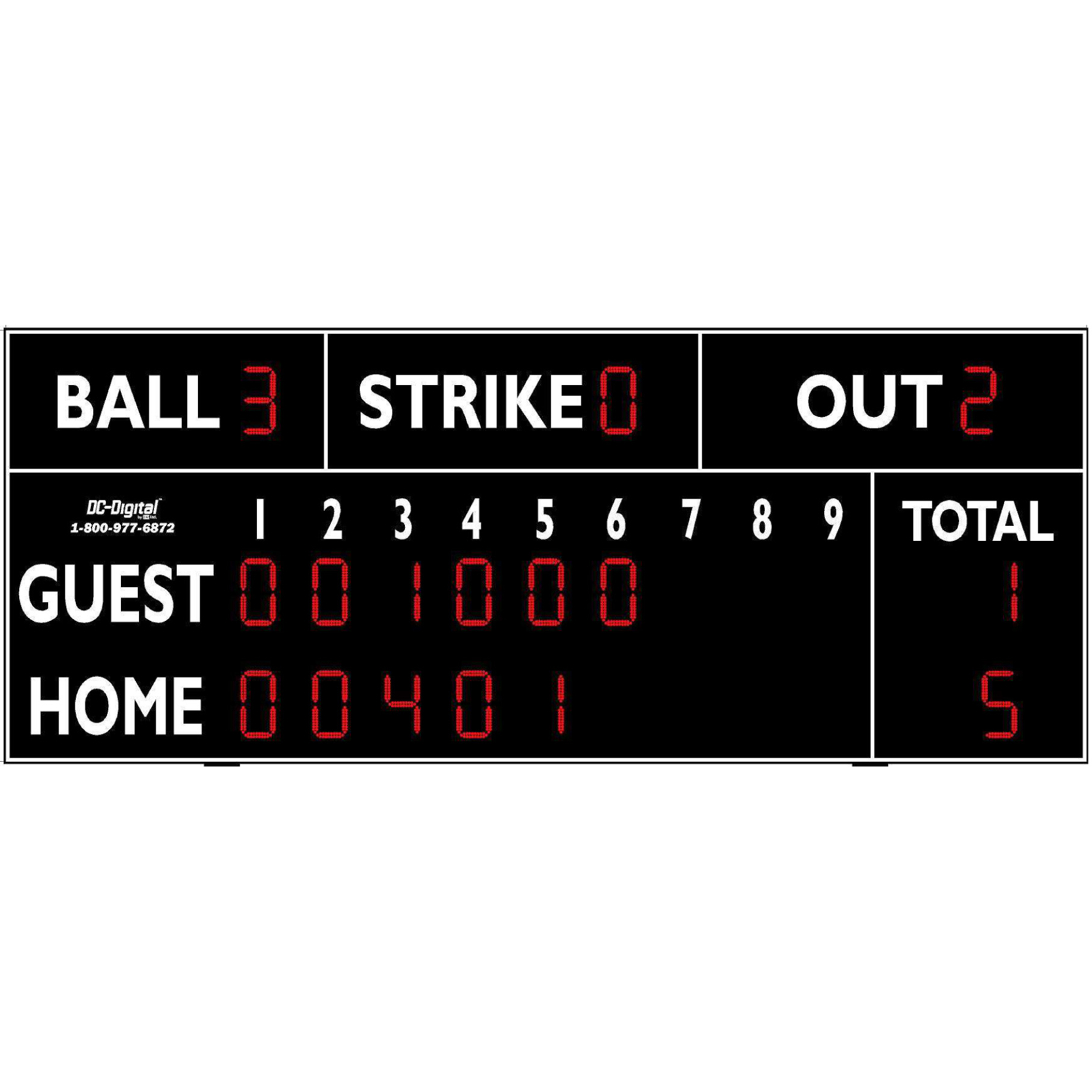 (DC-150-20x8) Baseball-Softball LED Wireless Controlled Scoreboard with RPI (OUTDOOR)