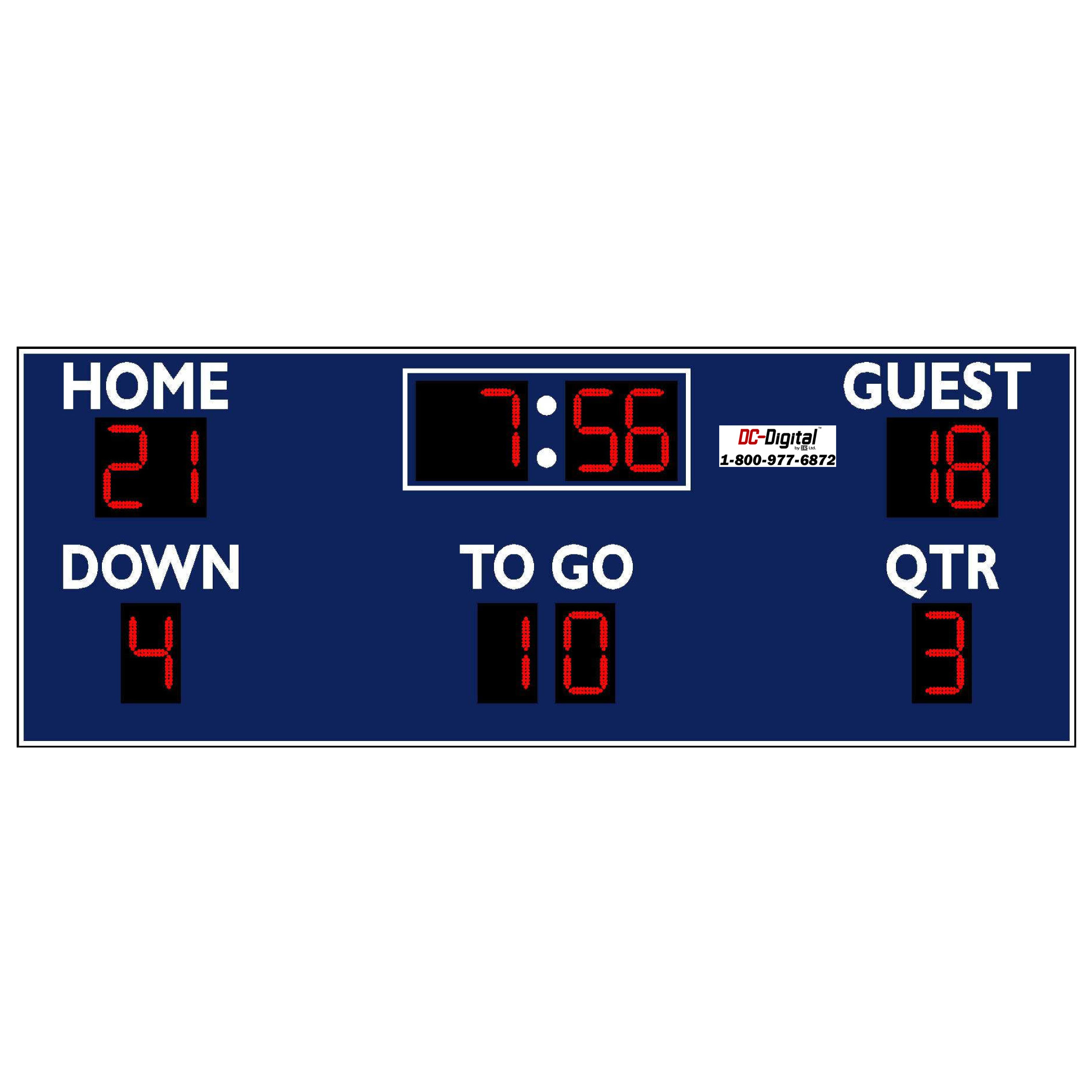 (DC-150-FTBL-16x5) Football-Soccer-Lacrosse LED Wireless Controlled Scoreboard (OUTDOOR)