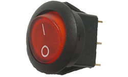 (DC-ROCKER-VPS) Varsity Red Round Rocker Power Switch